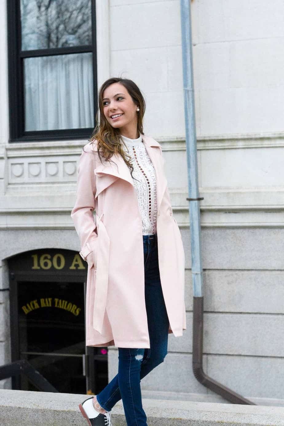 pink french connection trench coat