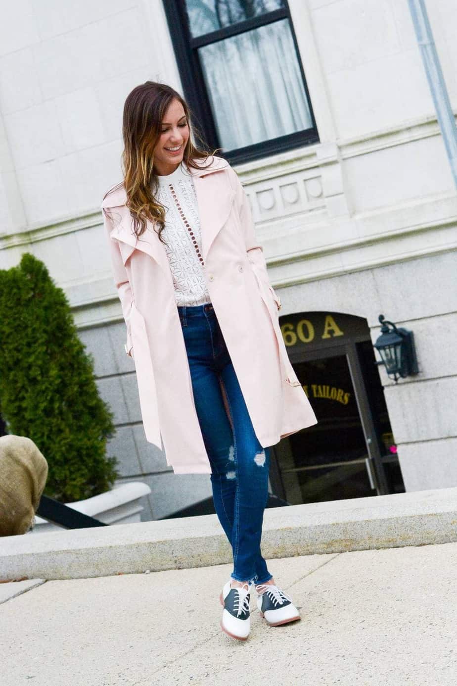 pink french connection trench coat