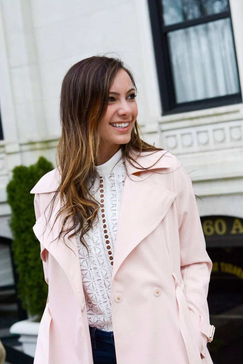 pink french connection trench coat