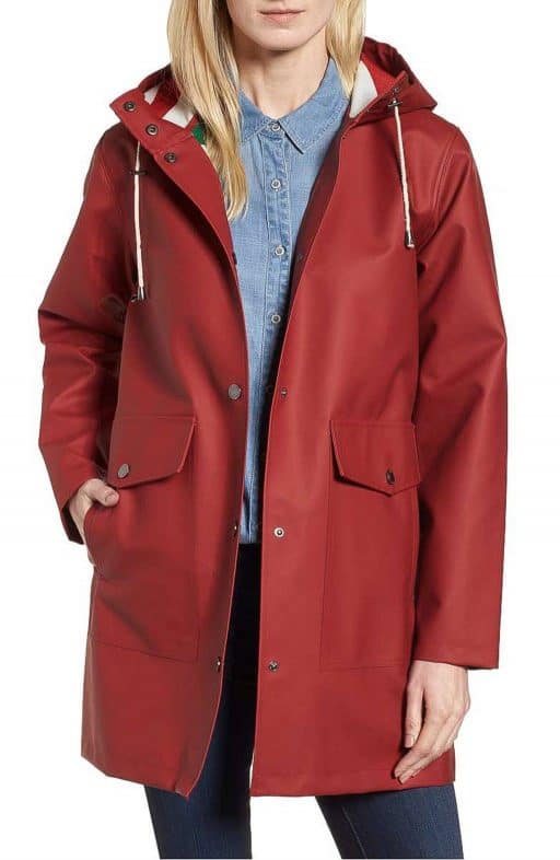 spring and summer red raincoat