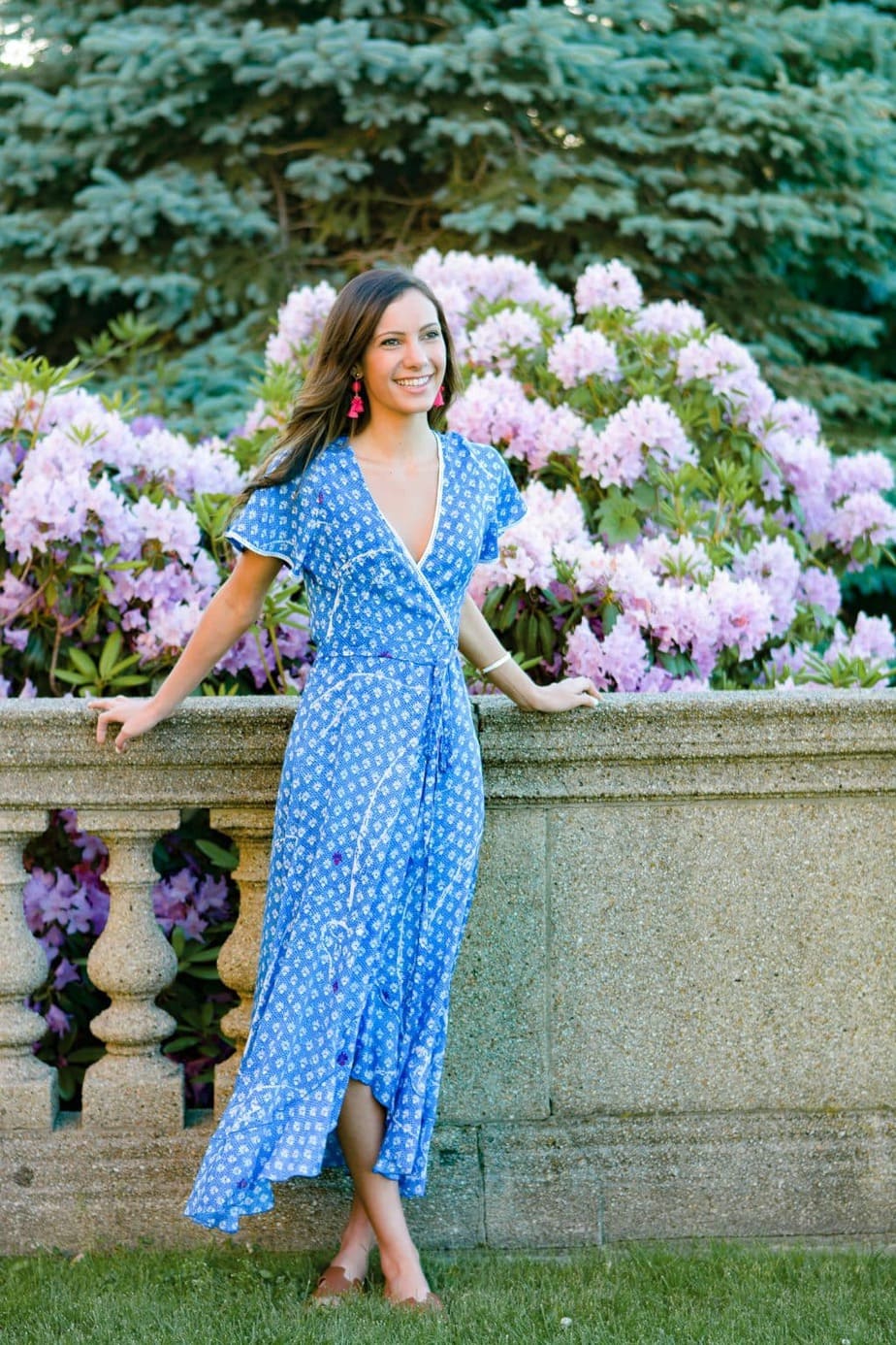 Touring Castle Hill in a Revolve Blue Maxi Wrap Dress