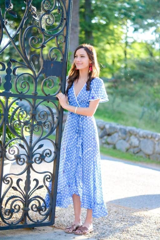 Touring Castle Hill in a Revolve Blue Maxi Wrap Dress