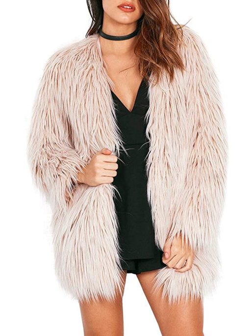 19 faux fur coats on amazon under $50 - Long Sleeve Faux Fur Cream Coat