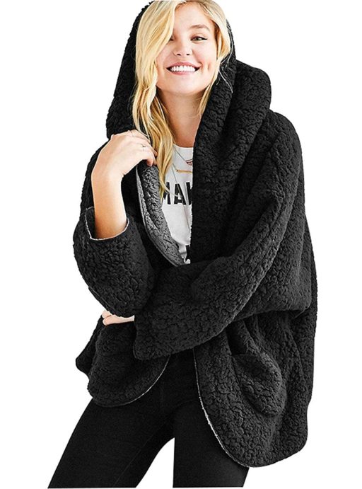 19 faux fur coats on amazon under $50 - Faux Fur Reversible Hoodie Coat