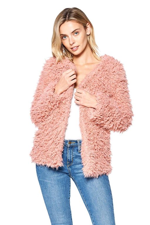 19 faux fur coats on amazon under $50 - Hollywood Star Long Sleeve Coat