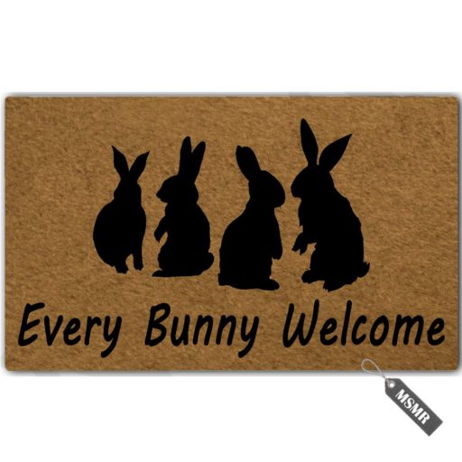Gorgeous & affordable spring home decor, like floral accents & pastel throws, on Amazon: Bunny Welcome Door Mat