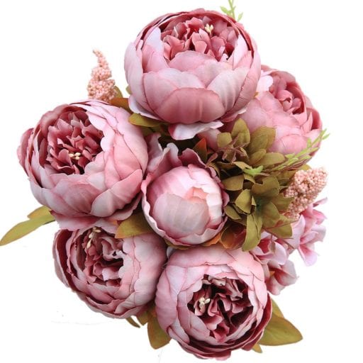 Gorgeous & affordable spring home decor, like floral accents & pastel throws, on Amazon: Luyue Vintage Artificial Peony Silk Flowers Bouquet