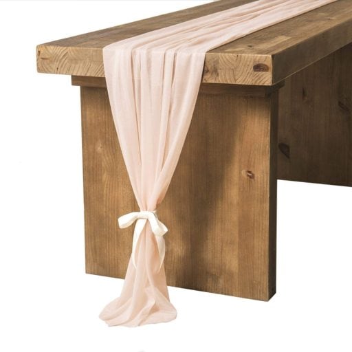 Gorgeous & affordable spring home decor, like floral accents & pastel throws, on Amazon: Light Peach Sheer Table Runner