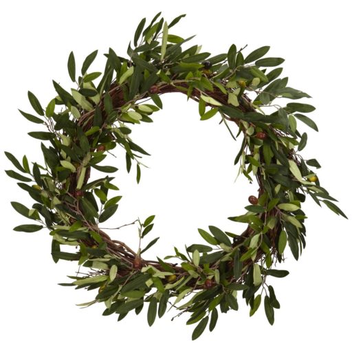 Gorgeous & affordable spring home decor, like floral accents & pastel throws, on Amazon:  Artificial Olive Wreath