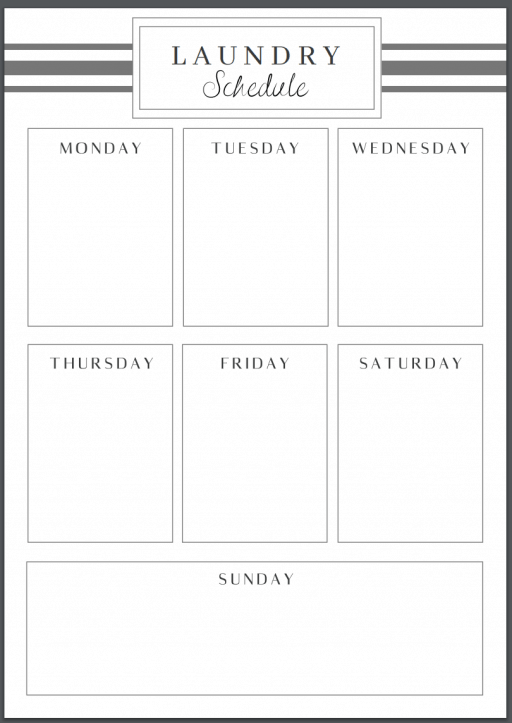 Free Printable Laundry Schedule