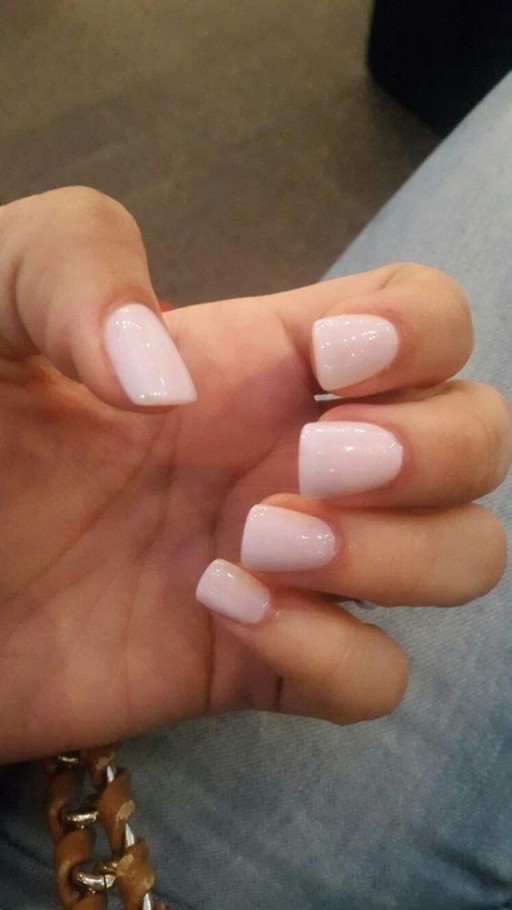 light pink and white gel nails