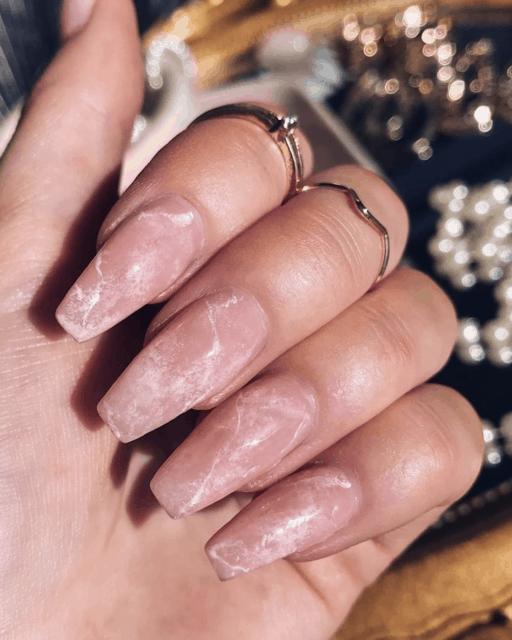 Pink nails examples, the trendiest pink nail colors to use: Soft Pink/Nude Marble