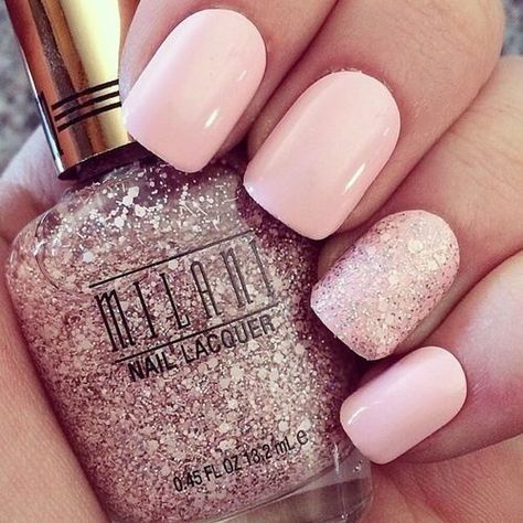 Pink nails examples, the trendiest pink nail colors to use: Nails With Pink Sparkle Accent