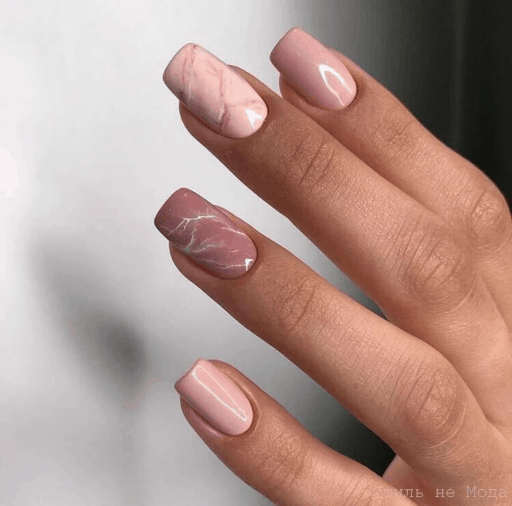 Pink nails examples, the trendiest pink nail colors to use: Mauve Marble