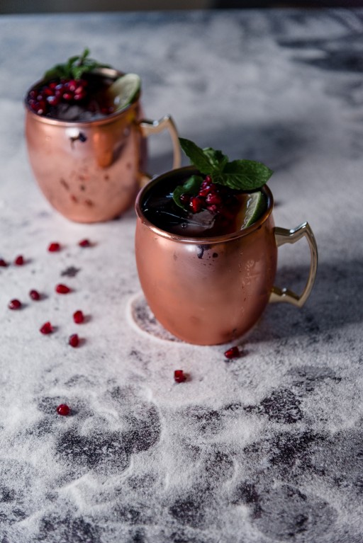 pomegranate moscow mule, easy, homemade moscow mule, different mule drinks