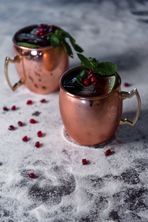 pomegranate moscow mule, easy, homemade moscow mule, different mule drinks