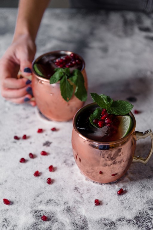 pomegranate moscow mule, easy, homemade moscow mule, different mule drinks