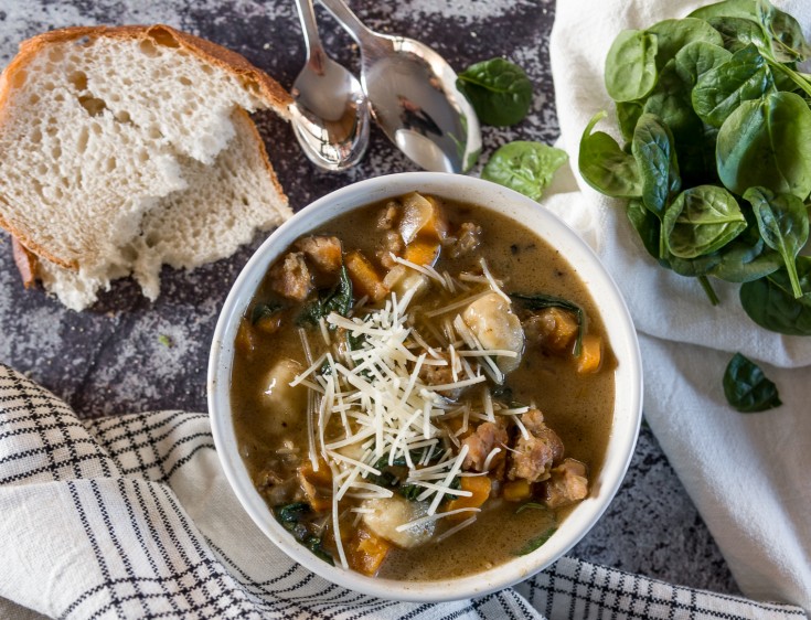 Italian Chicken and Sausage Gnocchi Soup | Delicious Rustic Soup