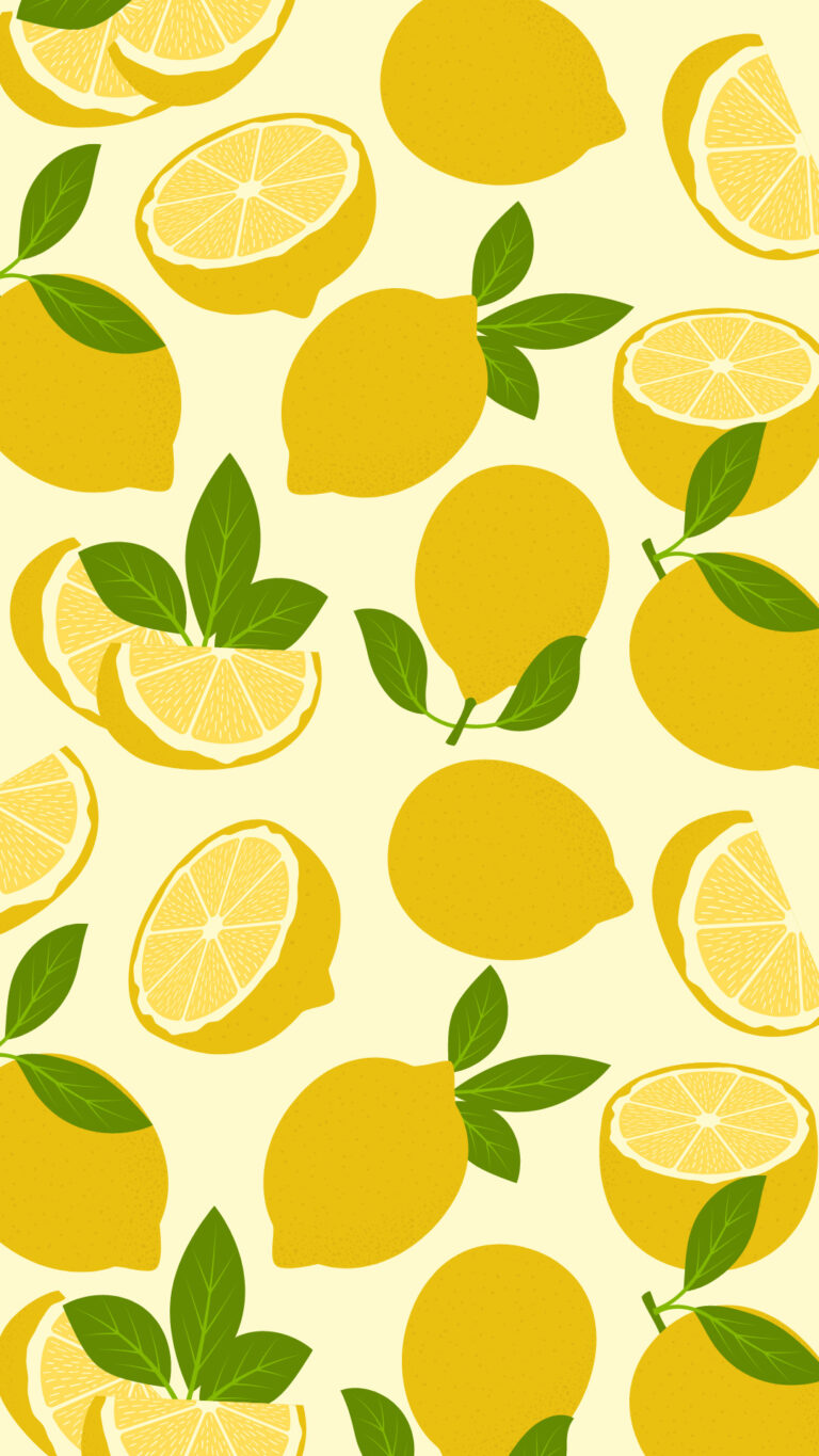 Yellow Simple Lemon Pattern Phone Wallpapers
