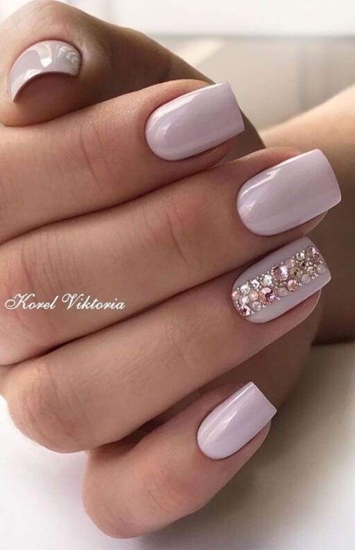 Trending beautiful purple nails for inspiration - Soft Lilac With Beads