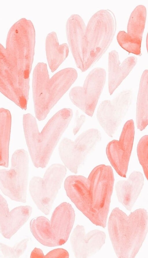 Romantic wallpapers for free download - Pink Watercolor Hearts