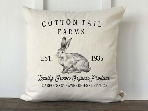 Playful Easter bunny pillow cover with farmhouse charm. Shop for spring pillow covers on Etsy.