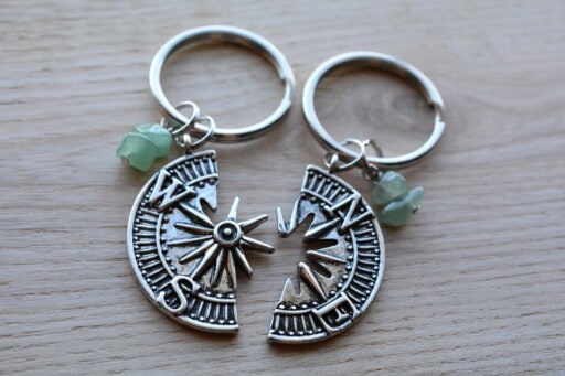 Adorable unique gift ideas for best friends - 2-Piece Compass Keychain