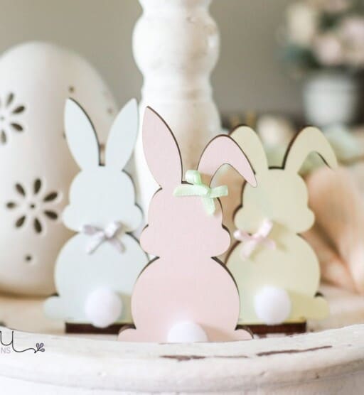 Adorable set of 3 wooden Easter bunnies for tiered tray decor. Shop unique Easter decorations on Etsy.