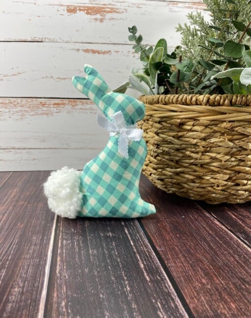 Adorable little farmhouse-style stuffed bunny. Shop for unique spring décor on Etsy.