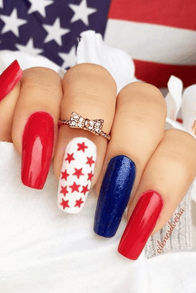 4th of July nails | red, white, and blue nails