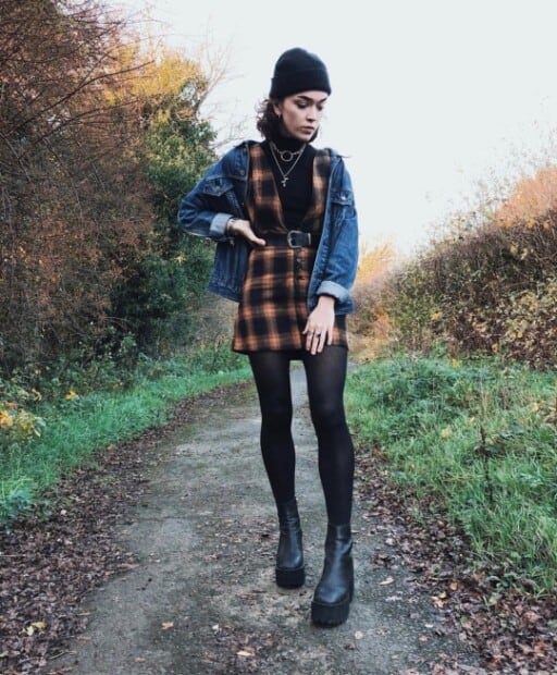 Grunge outfit inspiration for every season, grunge outfit aesthetic: Flannel Dress
