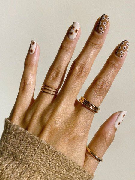 delicate and abstract flower nail art designs: Shades Of Neutral