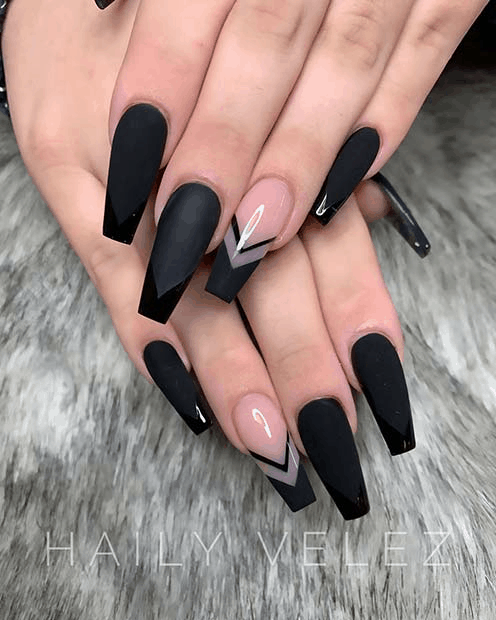 Gothic Black Heart Fake Nails Hot Girl Long Coffin Artificial Nails Full  Cover | eBay