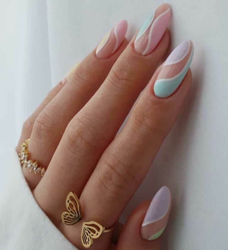 white swirl nails