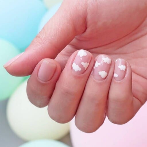 Beautiful cloud nail art and designs for a dreamy manicure: Clear Nails With Clouds