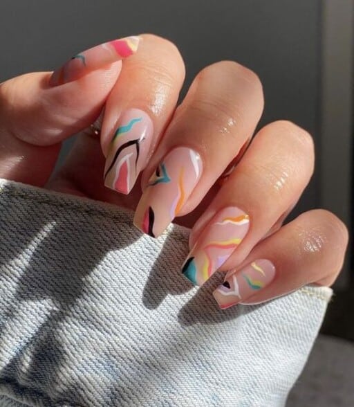 Abstract nail art to inspire your next manicure: Soft But Colorful Abstract