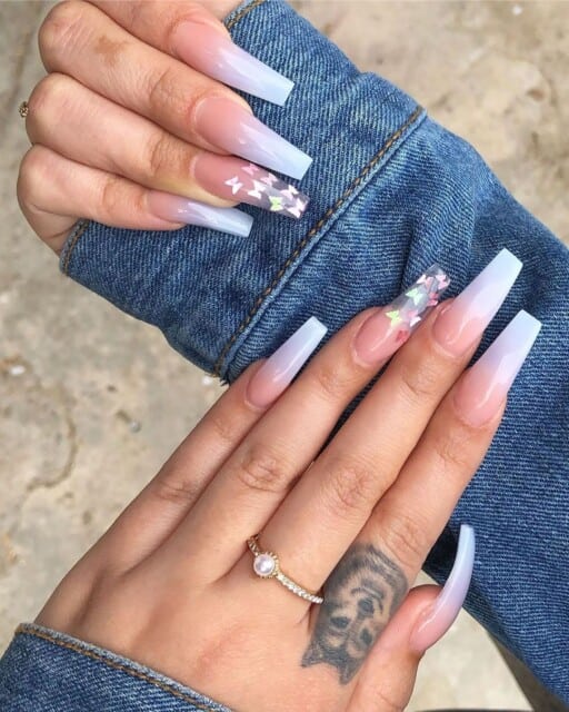 Nut White Press on Nails. Butterfly Nails. Custom Designs. Nails. Milky White  Nails . Press on Nails. Long Square Pressons - Etsy