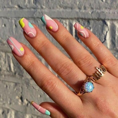 Abstract nail art to inspire your next manicure: Bright & Colorful