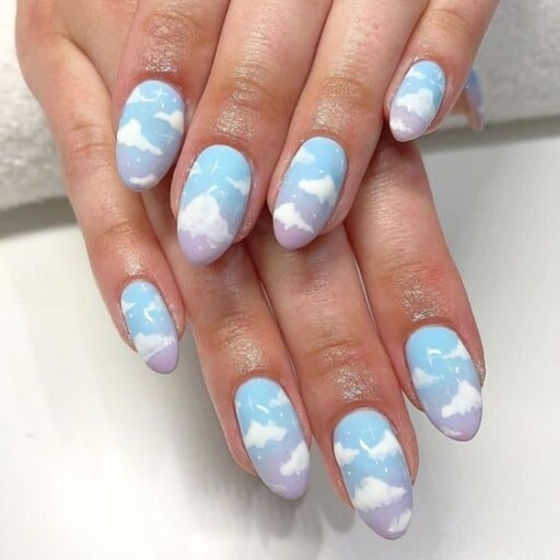Beautiful cloud nail art and designs for a dreamy manicure: Ombre With Clouds