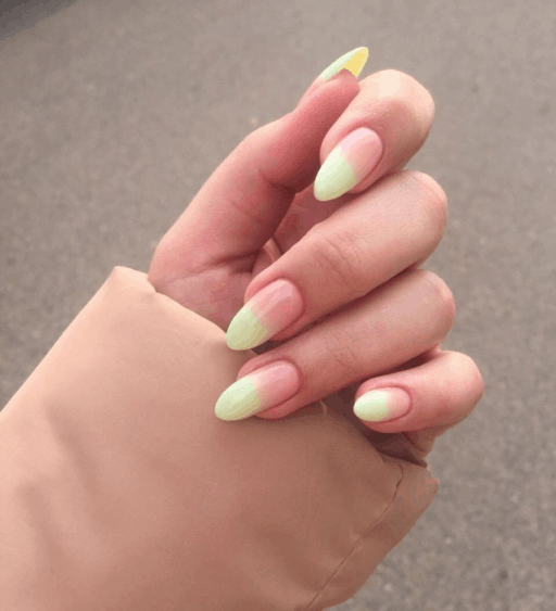 Trendy yellow nail designs for a sunny manicure: Yellow Ombre Tips
