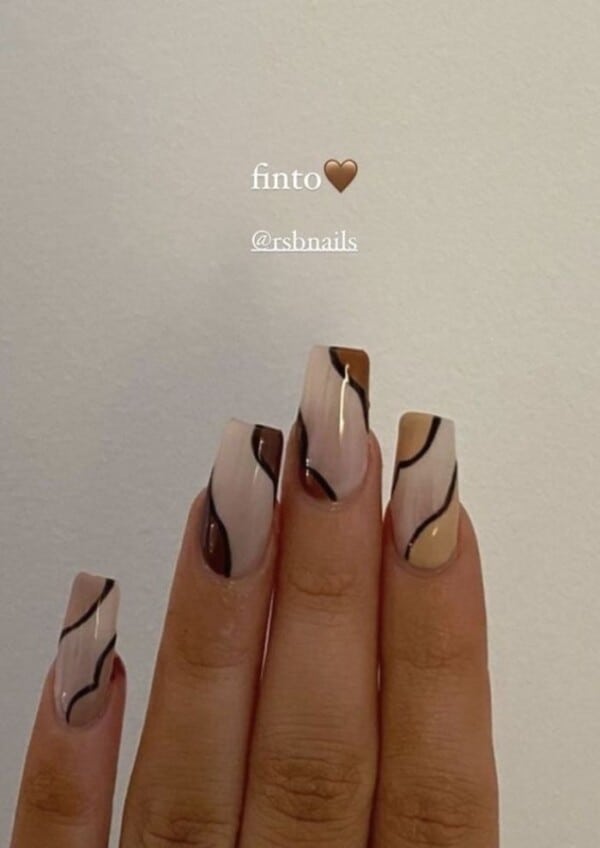 Nude(brown & beige) nail design inspo _ nail inspo