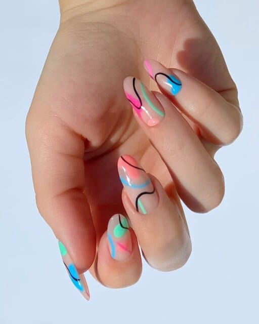 Abstract nail art to inspire your next manicure: Bright Abstract Nails