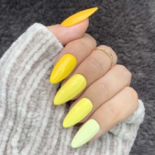Trendy yellow nail designs for a sunny manicure: Shades Of Neon Yellow