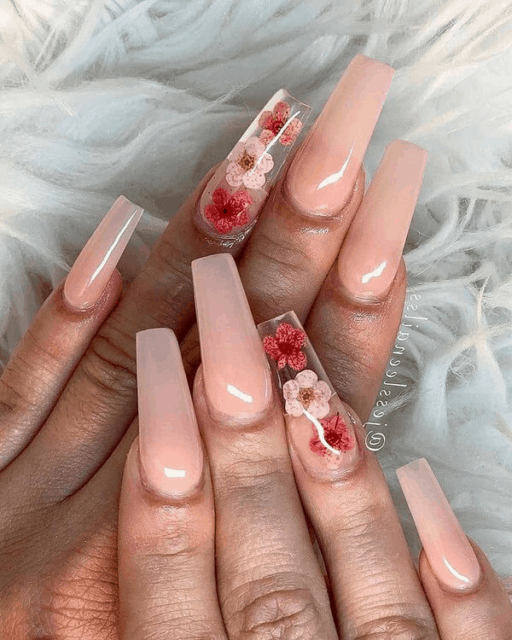 delicate and abstract flower nail art designs: Shades Of Pink Accent Nail