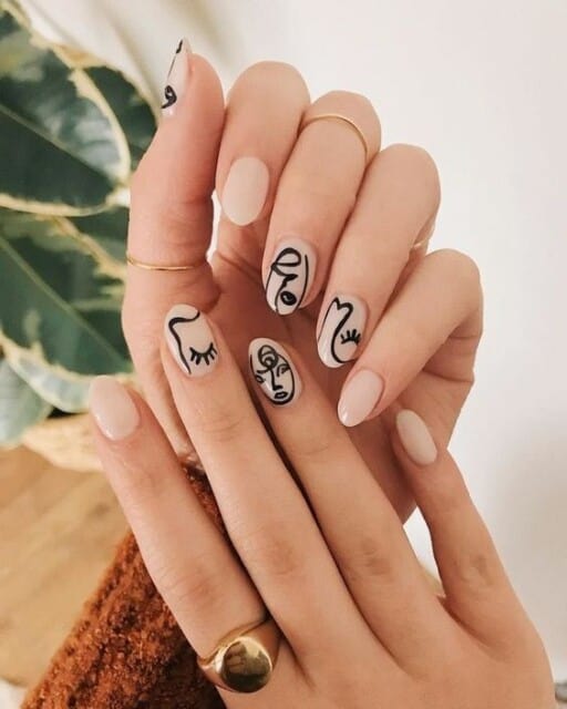 Abstract nail art to inspire your next manicure: Nude With Abstract Accents