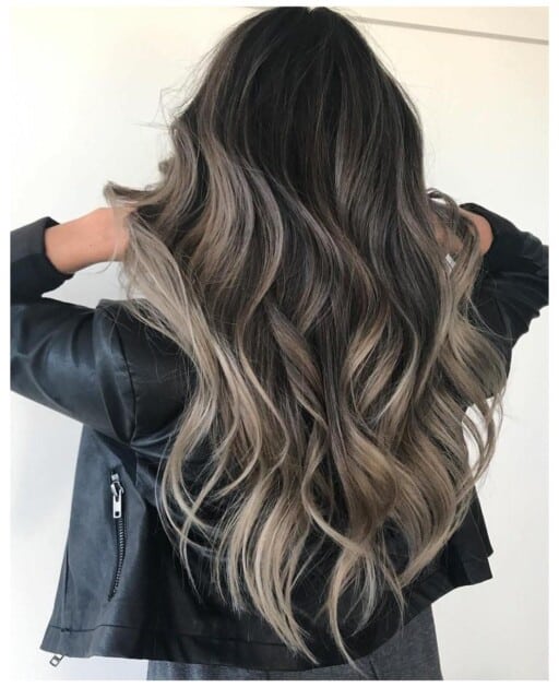 Ash Blonde Balayage On Dark Hair 