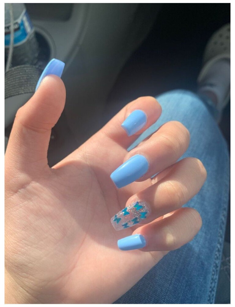 baby blue butterfly nails