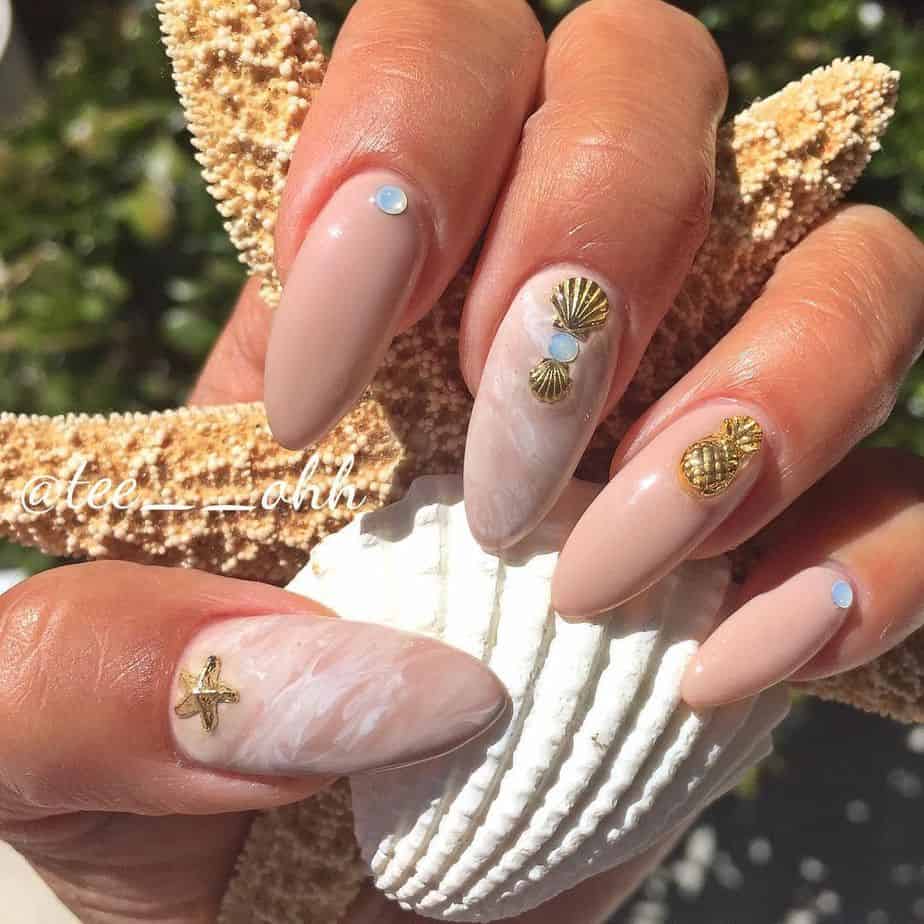 summer acrylic nails with gems