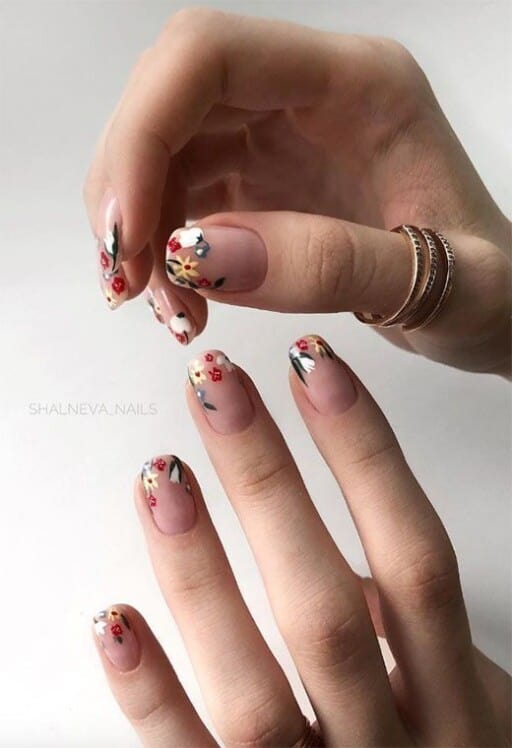 delicate and abstract flower nail art designs: Multi-Colored Flower Design