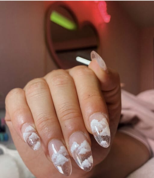 Beautiful cloud nail art and designs for a dreamy manicure: Soft Acrylic Cloud Nails
